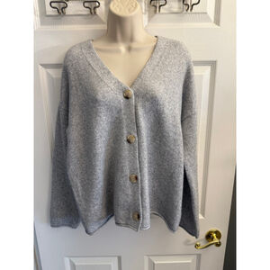 Members Mark Womens V Neck Cardigan Sweater Gray SZ Medium Super Soft